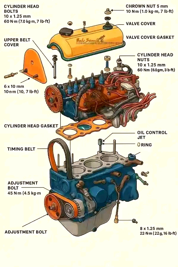 Various components of an engine 